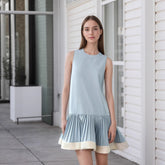 Round Neck Two-Tone Panel Sleeveless Mini Dress